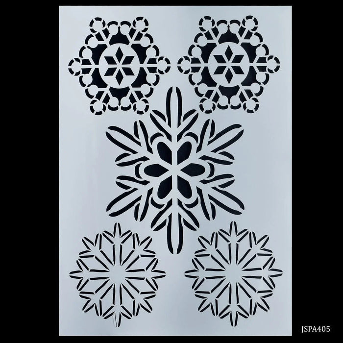 Winter Wonderland: Drawing Stencil Plastic A4 size 5 Snowflake Design for Festive Crafts
