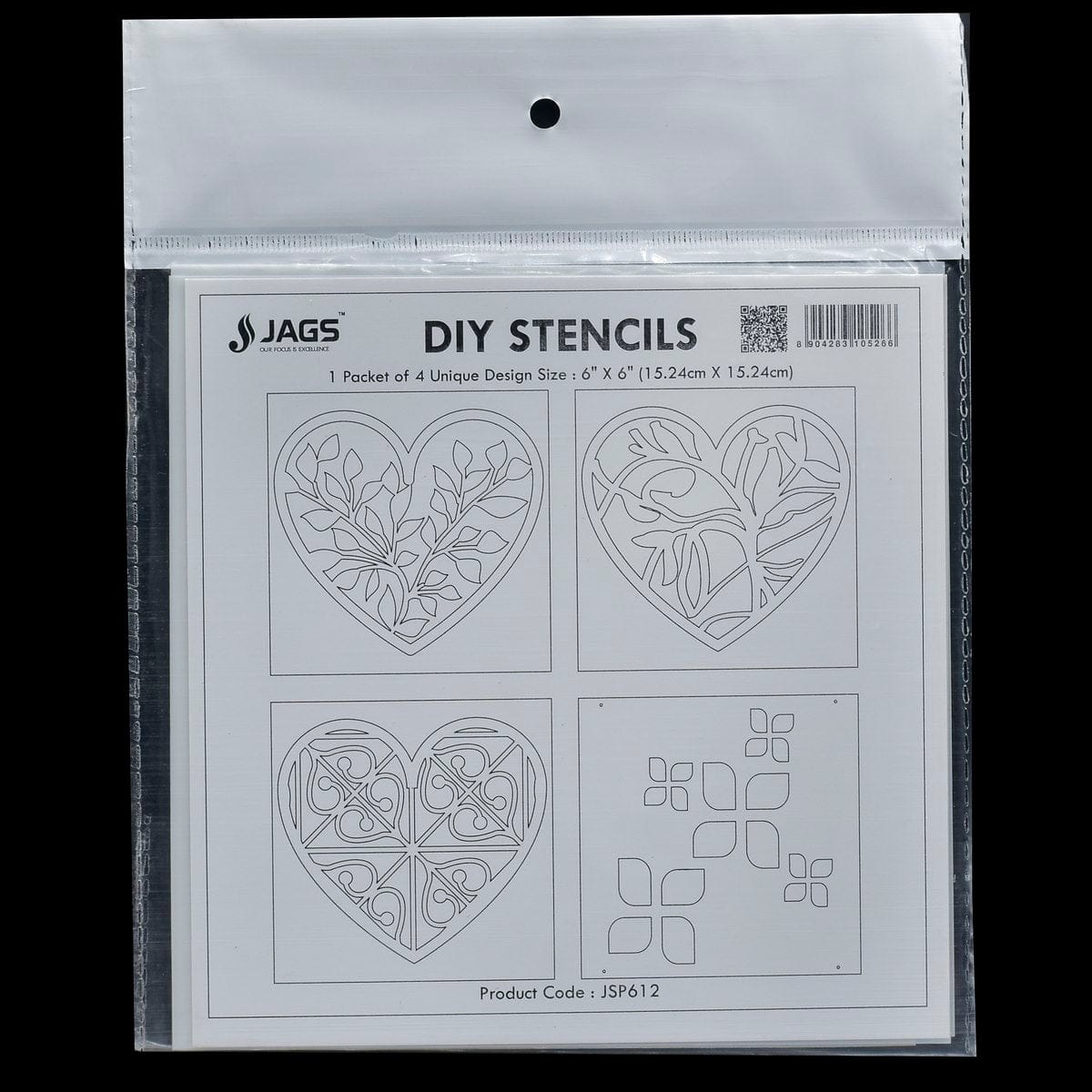 jags-mumbai Stickers Stencil Plastic 6x6 4Pcs Set