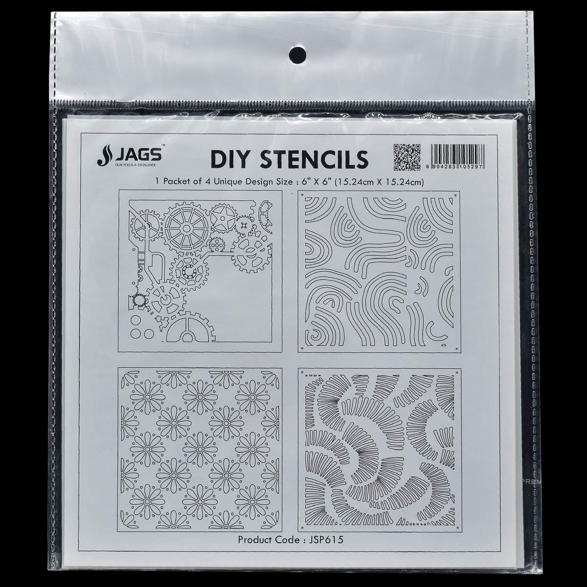 jags-mumbai Stickers Stencil Plastic 6x6 4Pcs Set