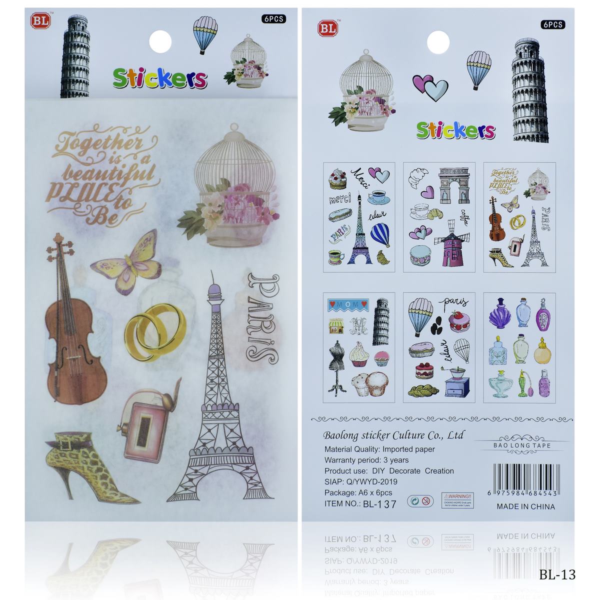 jags-mumbai Stickers Stickers Journal Summer Season Mix Design 6Pcs BL-13