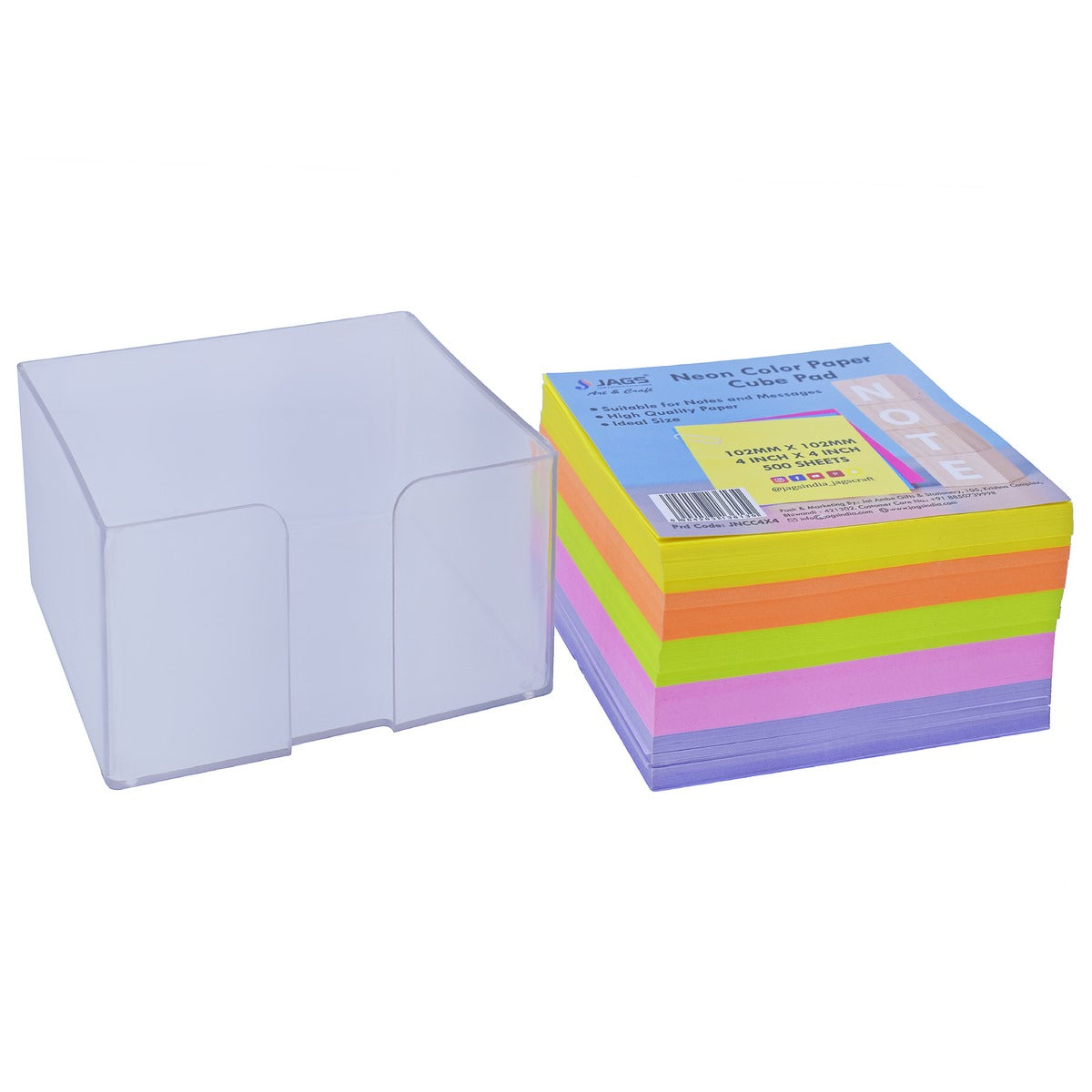 jags-mumbai sticky notes Jags Neon Color Cube Pad - Illuminate Your Workspace
