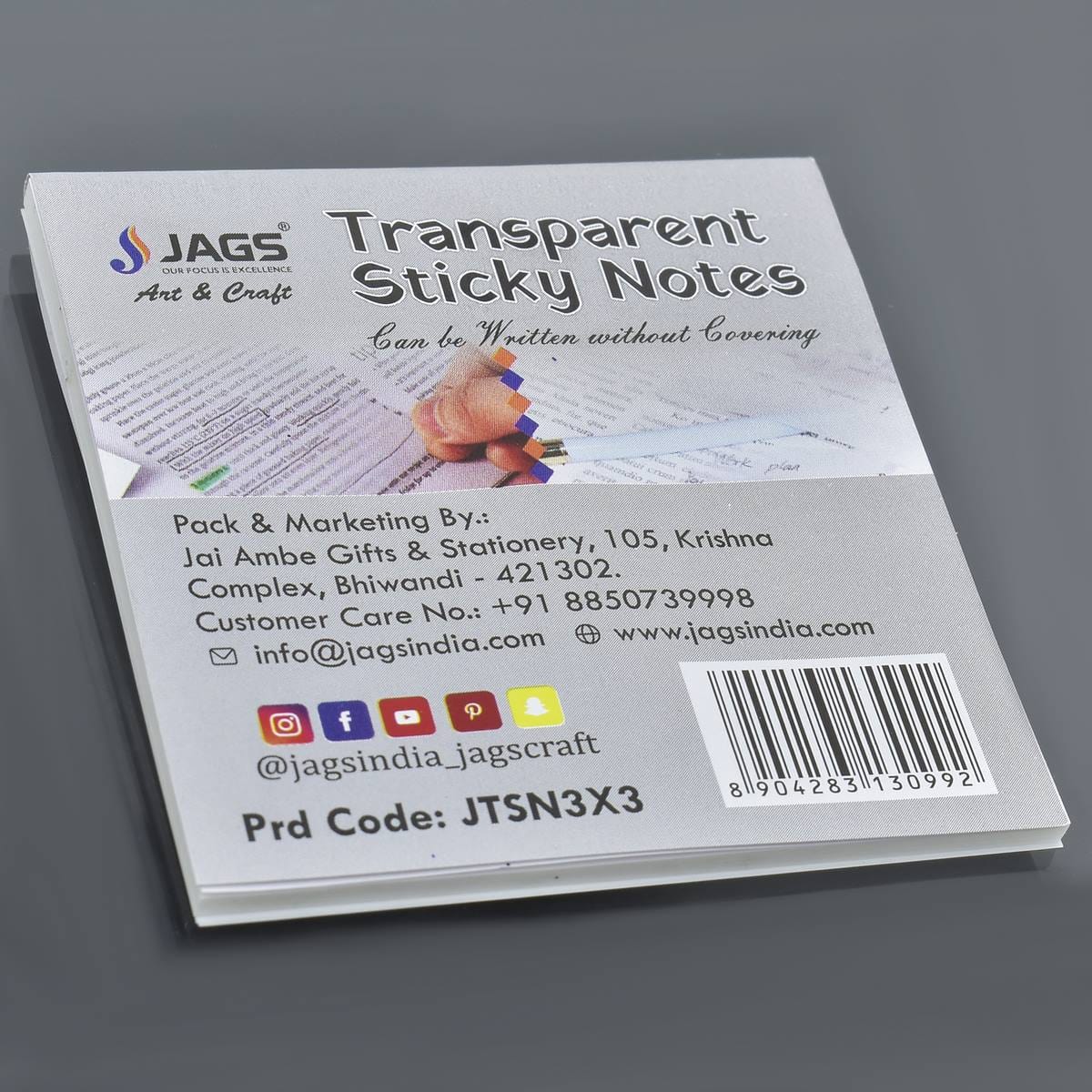 jags-mumbai Sticky Notes Jags Transparent Sticky Note 50 Sheet 3X3 JTSN3X3