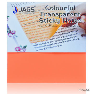 Jags Transparent Sticky Note 50 Sheet 3X3 Orange JTSN3X3OE