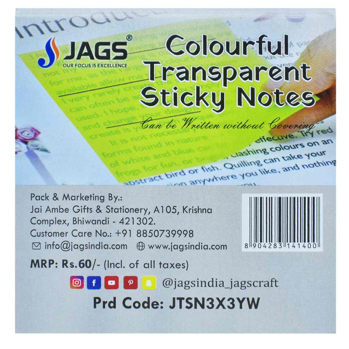 Transparent sticky notes, clear and see-through