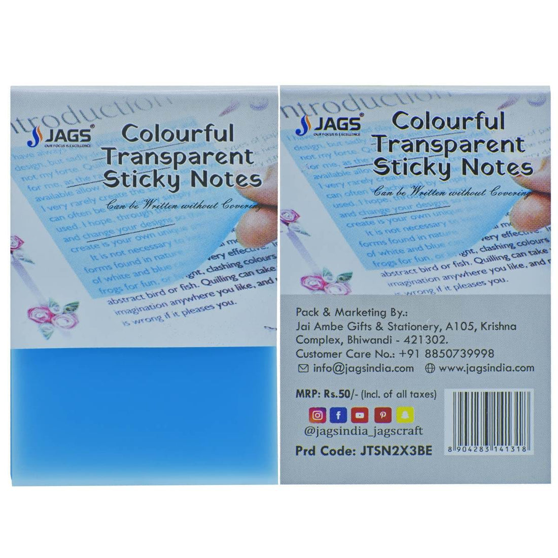 Transparent sticky notes, clear and see-through