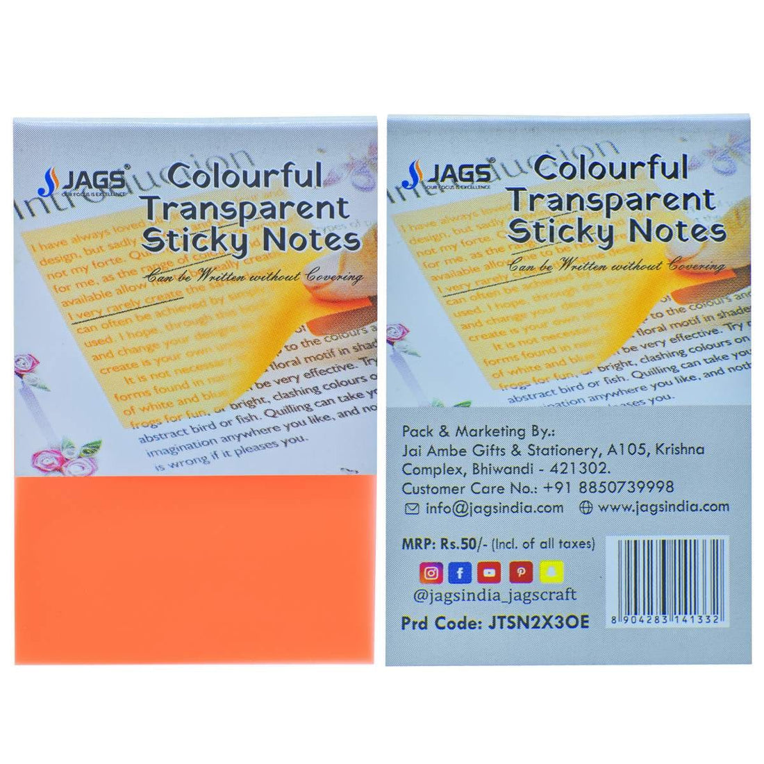 Transparent sticky notes, clear and see-through