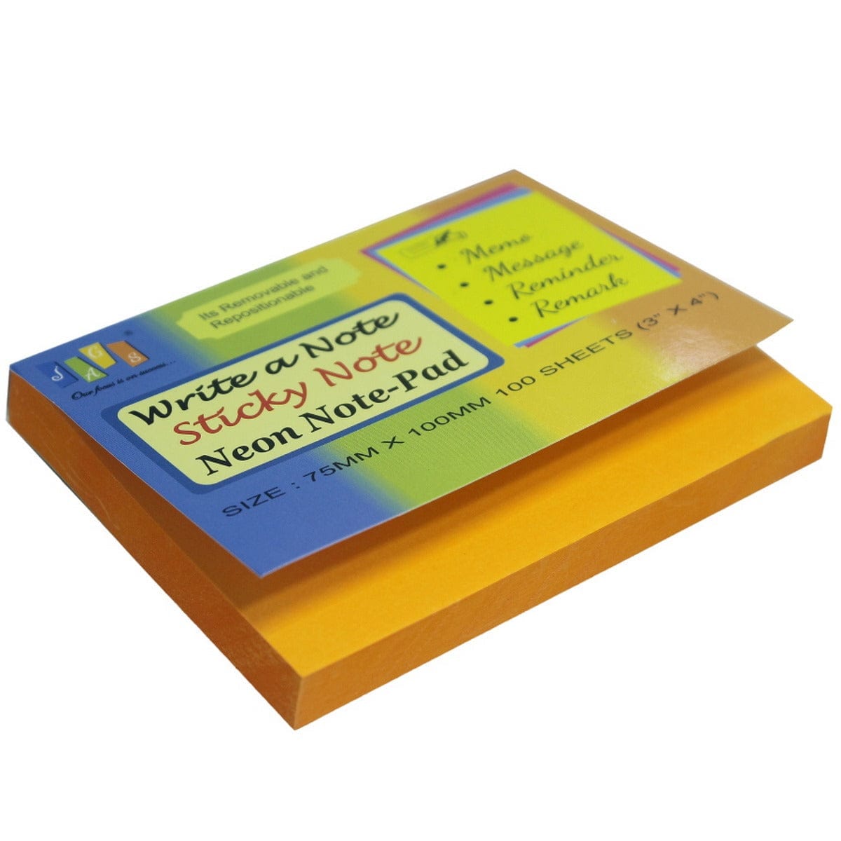 jags-mumbai Sticky Notes Sticky Note Pad Neon (75mmX100mmX100S) (3X4)