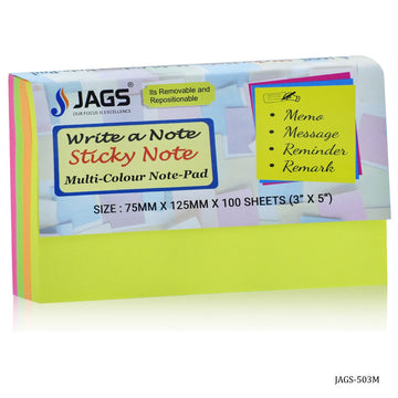 jags-mumbai Sticky Notes Sticky Note Pad | Neon | Multi Colour | (100Sheet) (3X5Inch)