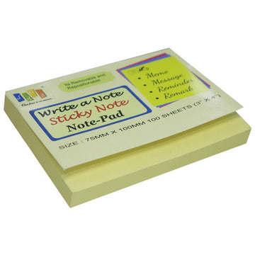 Sticky Note Pad Yellow 75mmX100mmX100S(3X4)