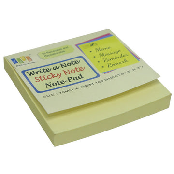 Yellow Sticky Note Pad 100Sheets (76mmX76mm)
