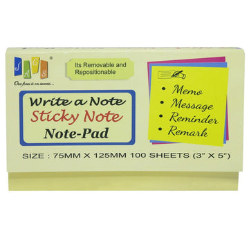 Yellow Sticky Note Pad  (76mmX125mmX100S) (3X5)