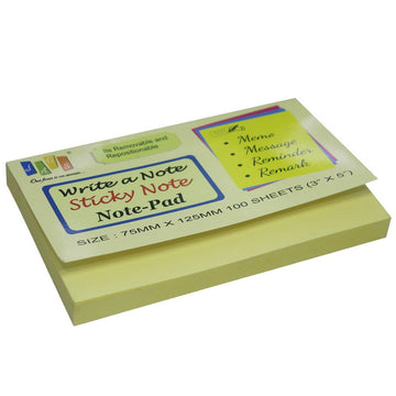 Yellow Sticky Note Pad  (76mmX125mmX100S) (3X5)