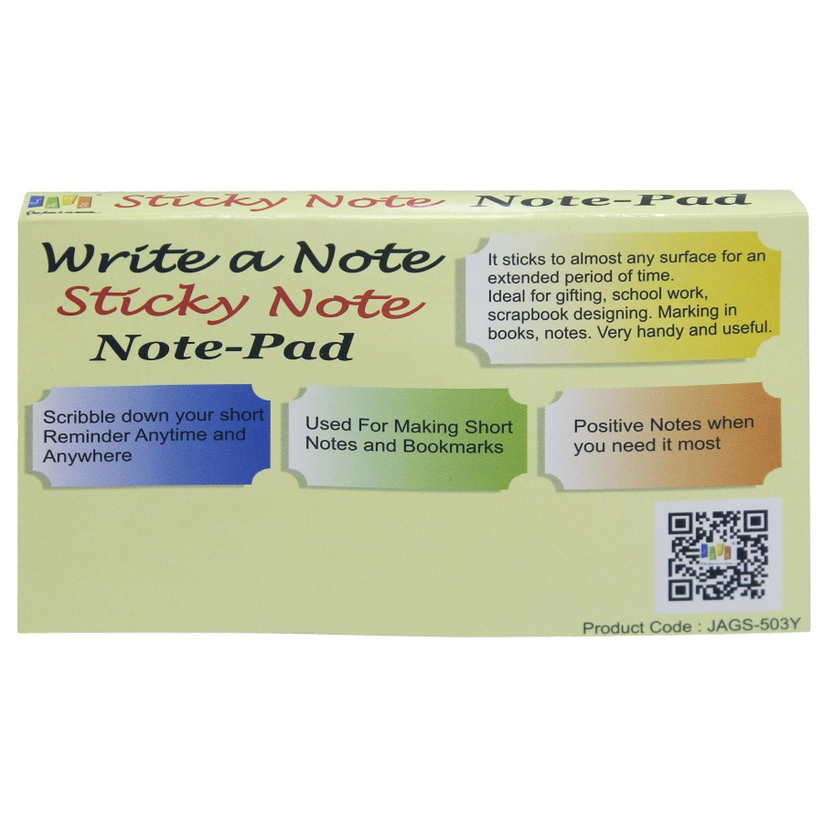 jags-mumbai Sticky Notes Yellow Sticky Note Pad  (76mmX125mmX100S) (3X5)