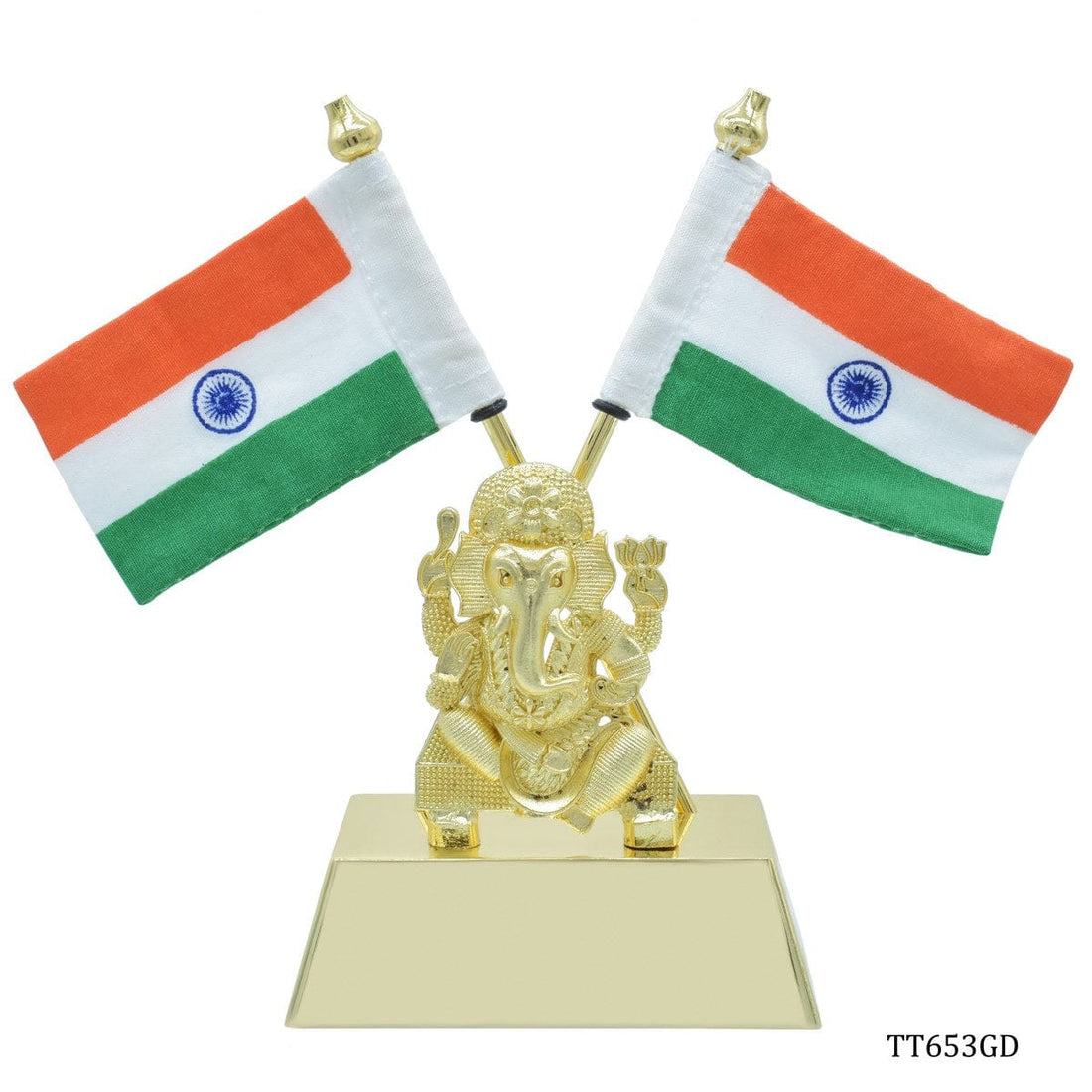 jags-mumbai Table Top Flags Table Top Big Ganesh With Flag Gold TT653GD