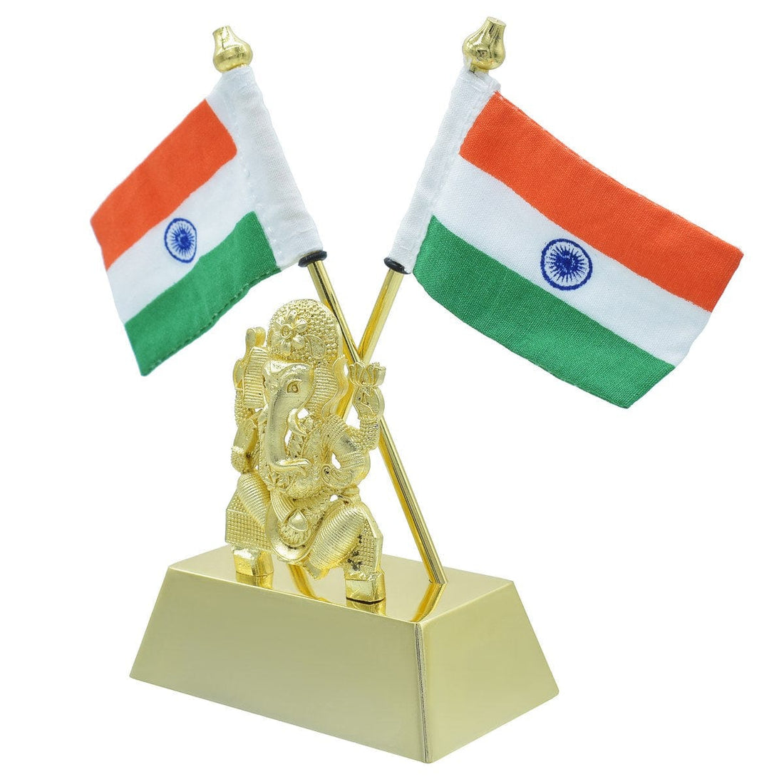 jags-mumbai Table Top Flags Table Top Big Ganesh With Flag Gold TT653GD