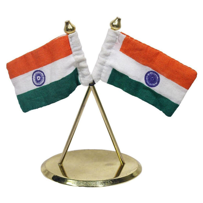 Table Top Cross Flag Golden