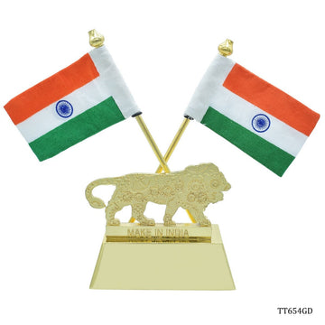 jags-mumbai Table Top Flags Table Top Cross Flag Golden With Make In India