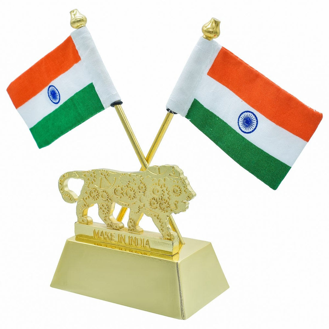 jags-mumbai Table Top Flags Table Top Cross Flag Golden With Make In India