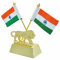 jags-mumbai Table Top Flags Table Top Cross Flag Golden With Make In India