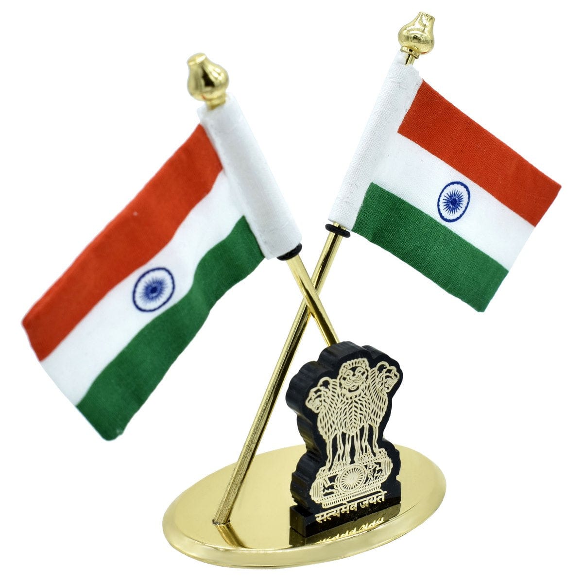 jags-mumbai Table Top Flags Table Top Cross Flag Golden With Symbol