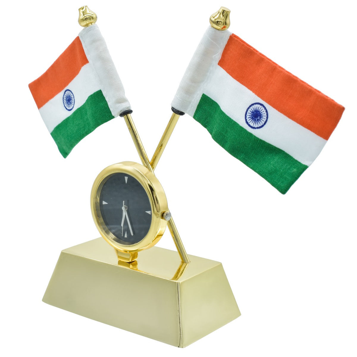 jags-mumbai Table Top Flags Table Top Cross Flag Golden With Watch