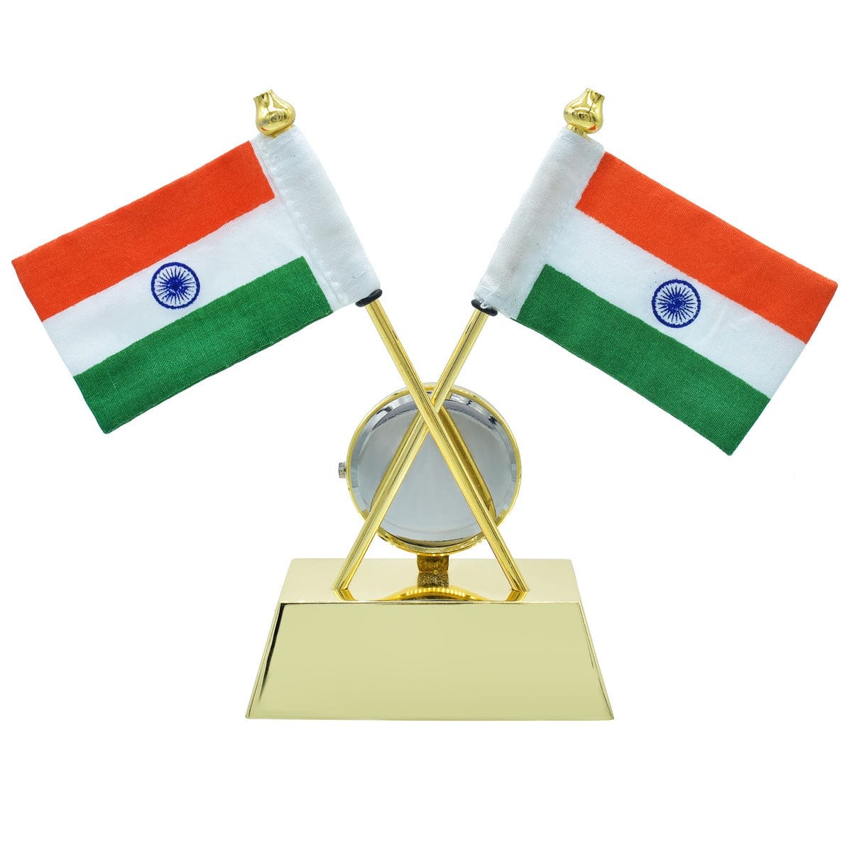 jags-mumbai Table Top Flags Table Top Cross Flag Golden With Watch