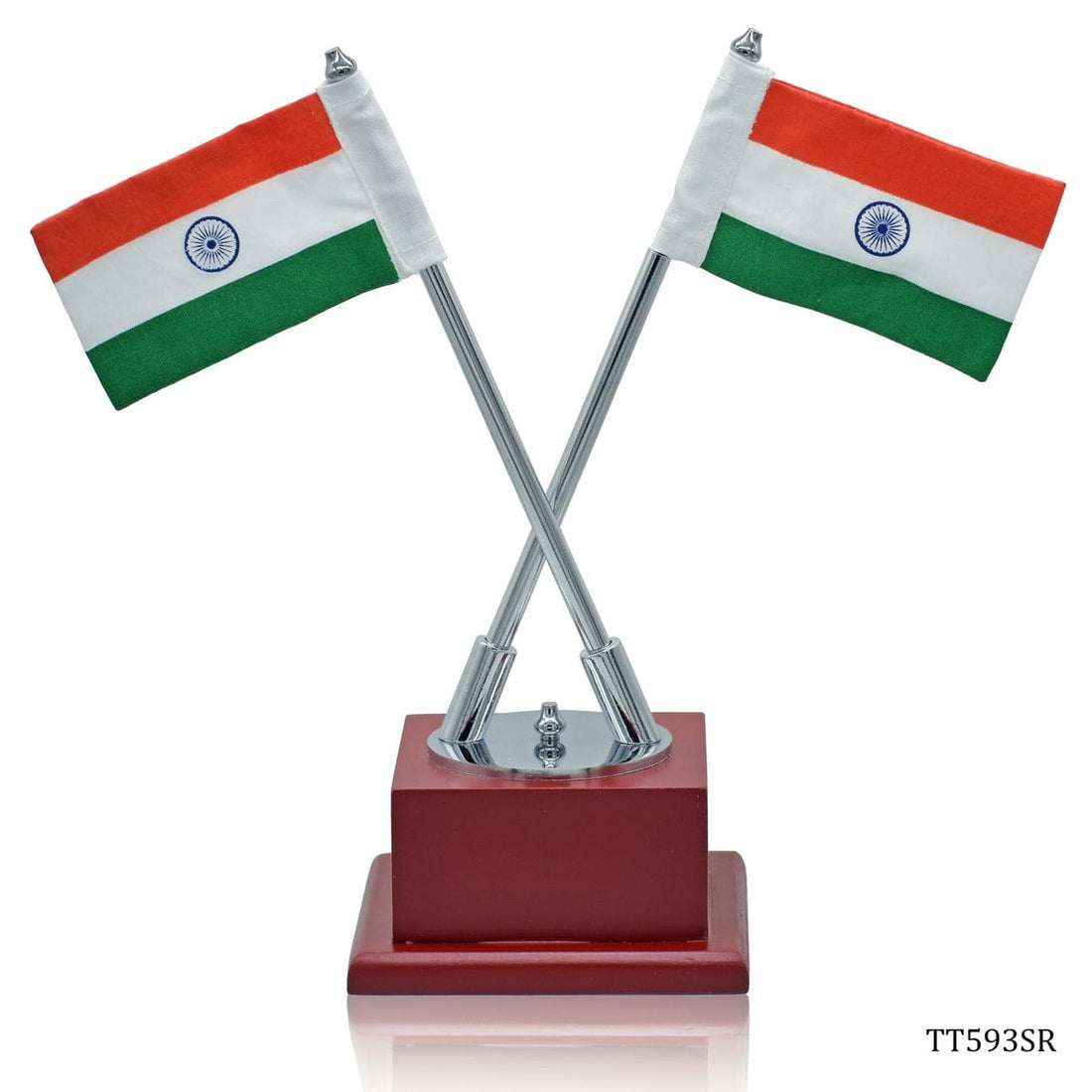 jags-mumbai Table Top Flags Table Top Cross Flag Whith Wooden Stand Silver