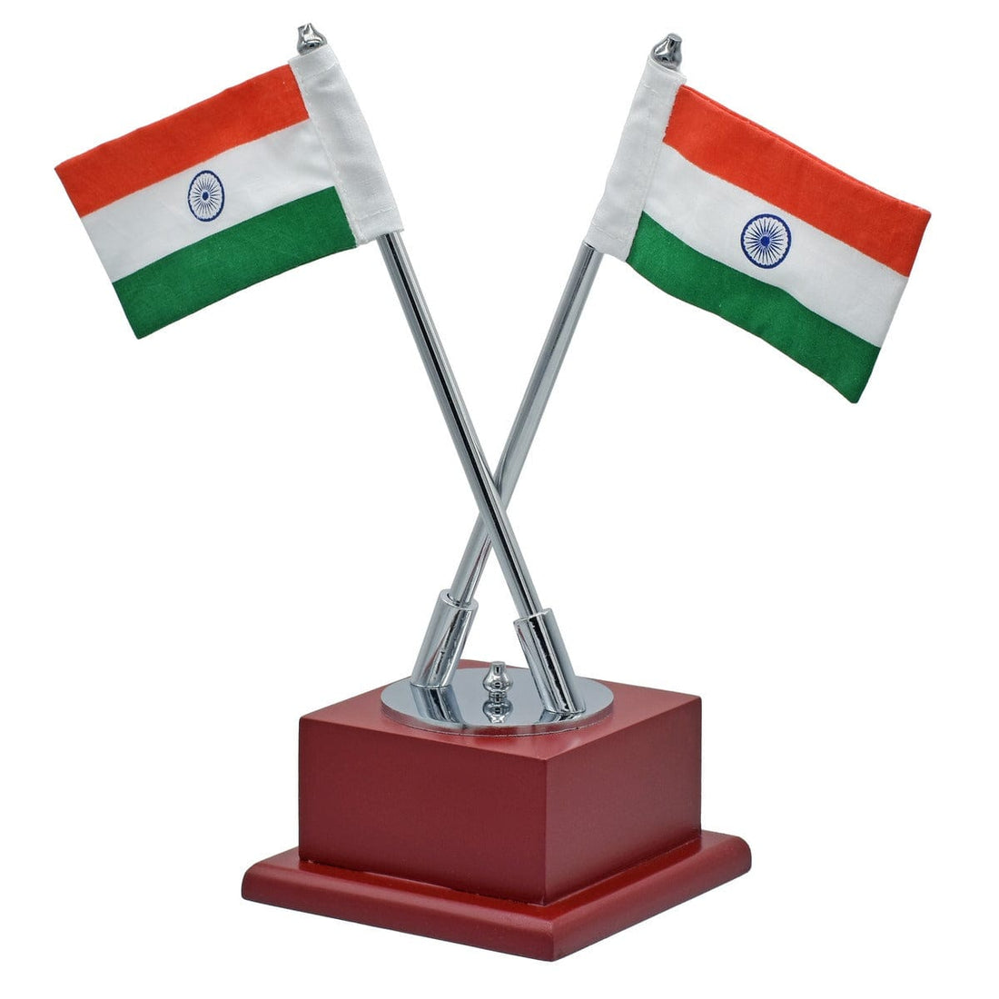 jags-mumbai Table Top Flags Table Top Cross Flag Whith Wooden Stand Silver