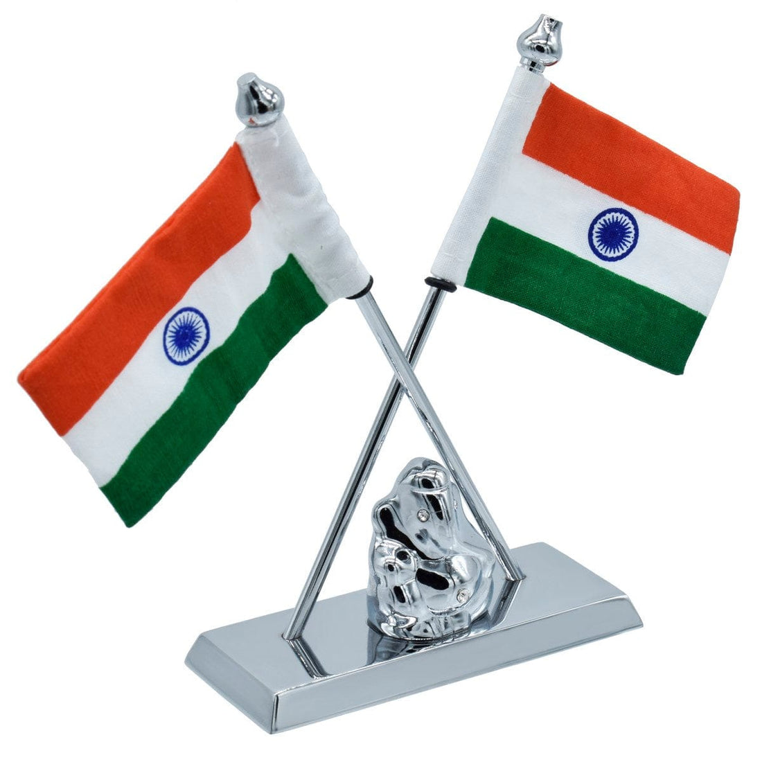 jags-mumbai Table Top Flags Table Top Ganesh With Flag Silver TT587SR