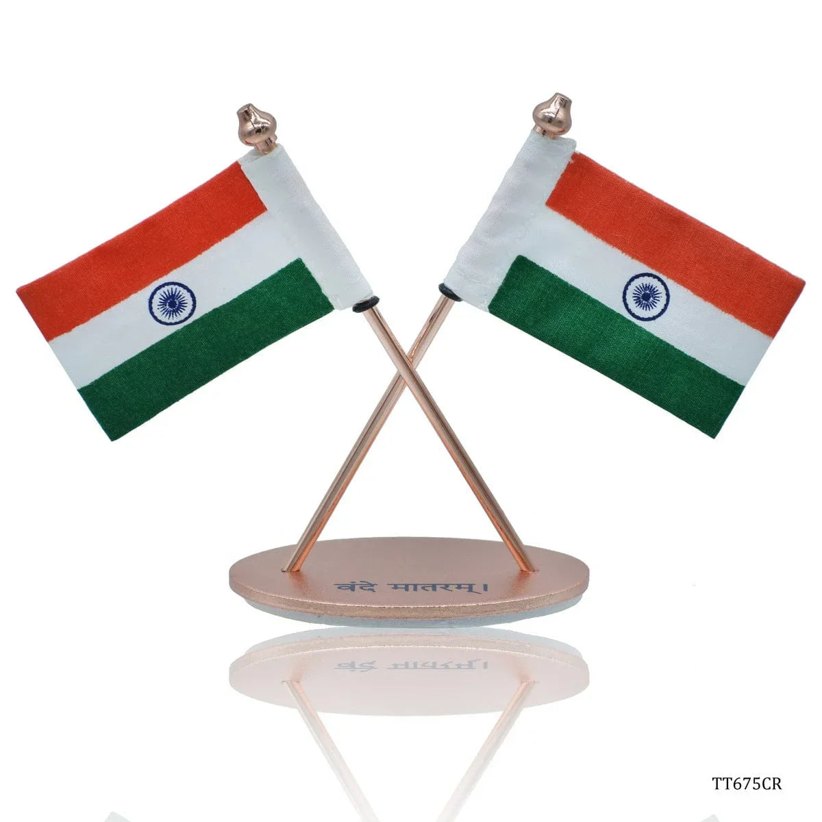 Table Top Oval Cross Flag Copper Card Packing  TT675CR