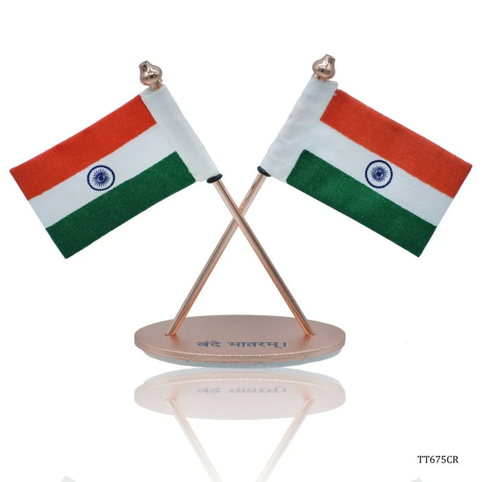 Table Top Oval Cross Flag Copper Card Packing  TT675CR