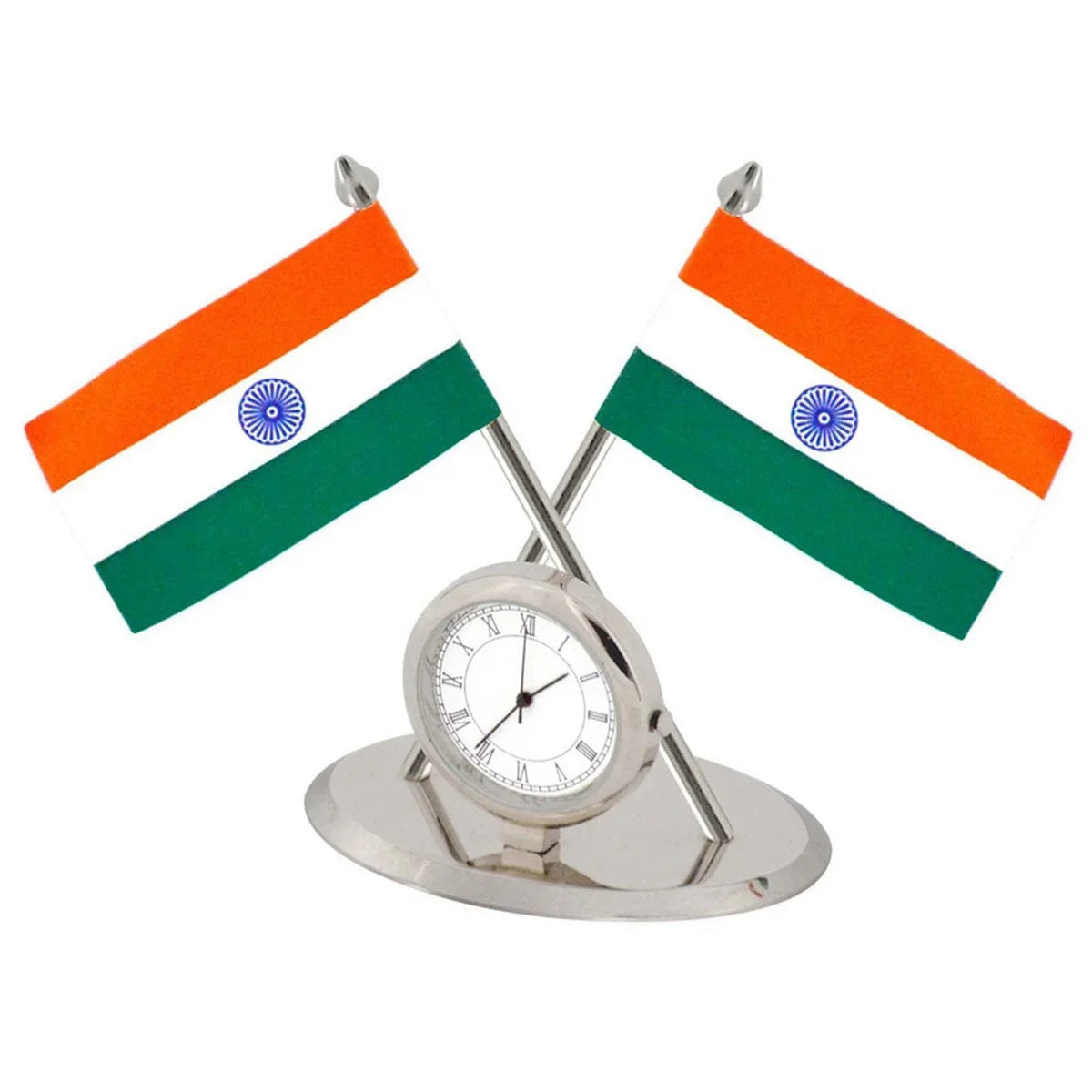 Table Top Watch With Flag Silver – Inkarto