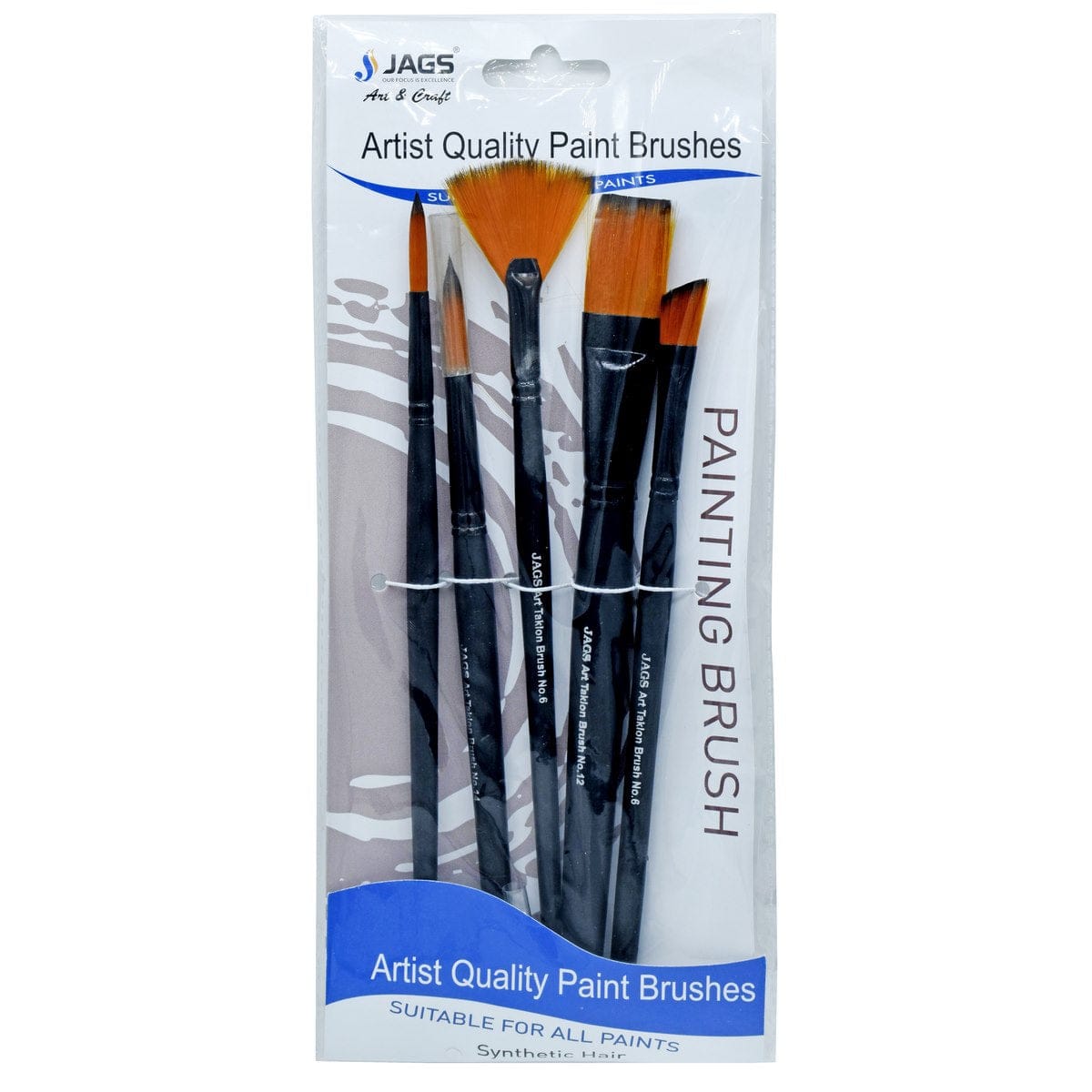 jags-mumbai Tools Jags Artist Brushes Synthetic Hair 5pcs Set - Essential Tools for Creative Expression