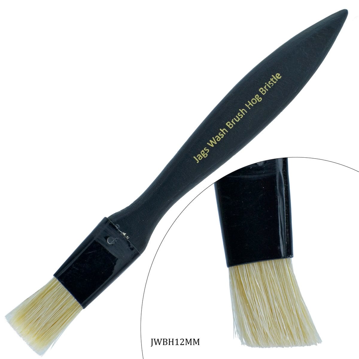 jags-mumbai Tools Jags Wash Brush Hog Bristle Black Handle 12MM - Fine Detailing Tool for Precision Cleaning