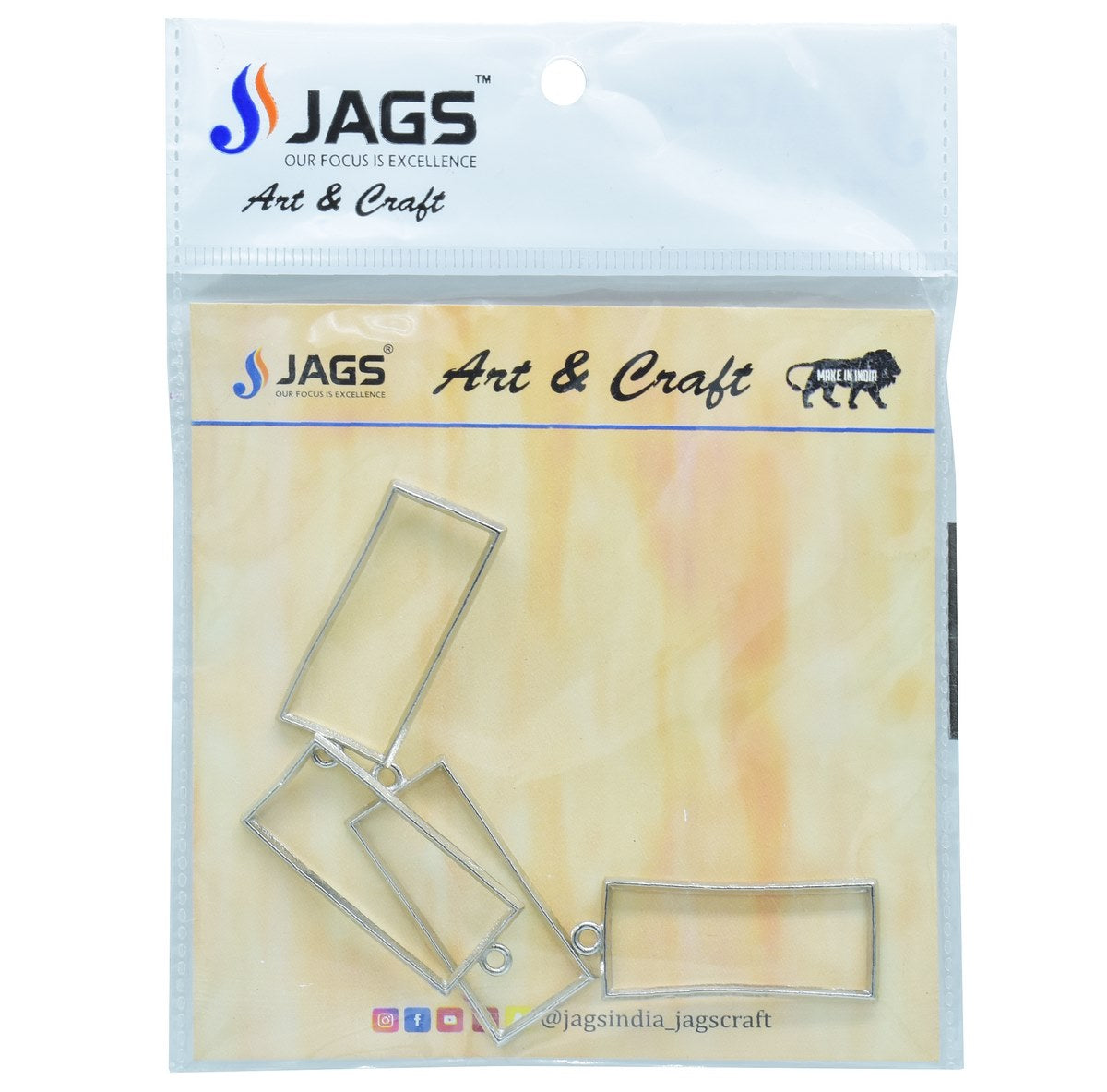 jags-mumbai Toys & Kits Metal Imitation 4Pcs Rectangle Silver JRDA17