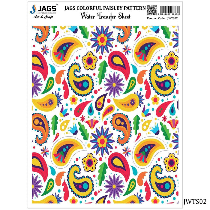 Jags Water Transfer Sheet Colourful Paisley