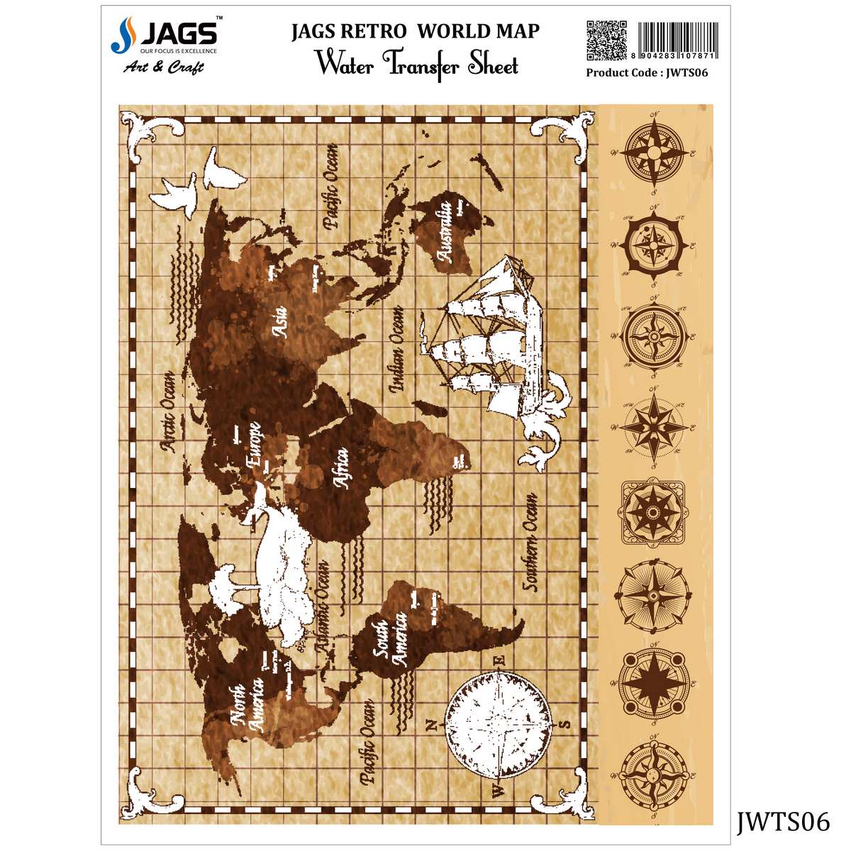 jags-mumbai Transfer Sheets Jags Water Transfer Sheet Retro World Map