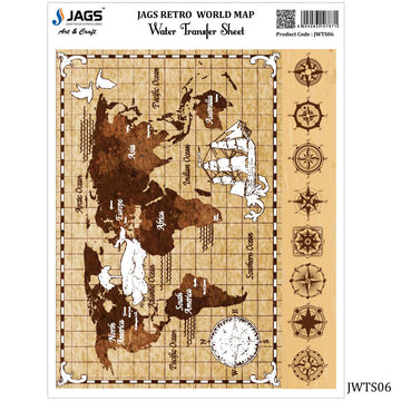 Jags Water Transfer Sheet Retro World Map