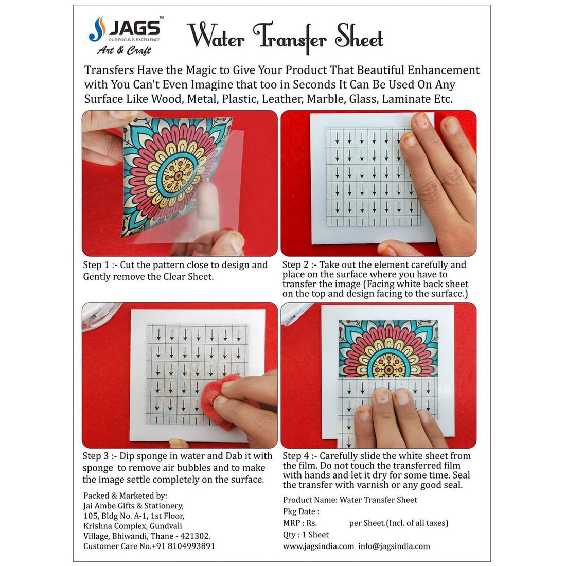 jags-mumbai Transfer Sheets Water tranfer sheet for DIY ,craft and decor