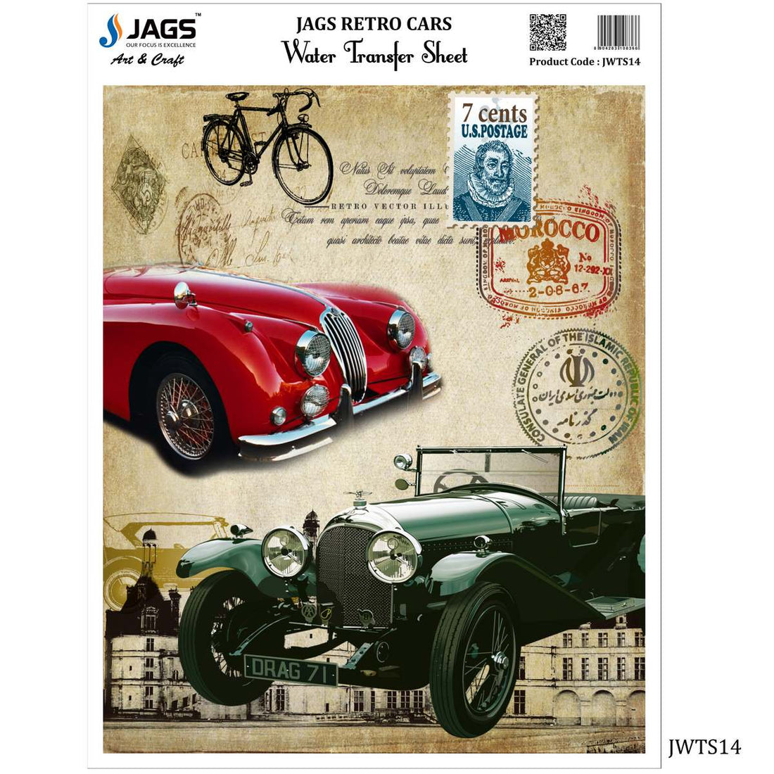 jags-mumbai Transfer Sheets Water Transfer Sheet Retro Cars