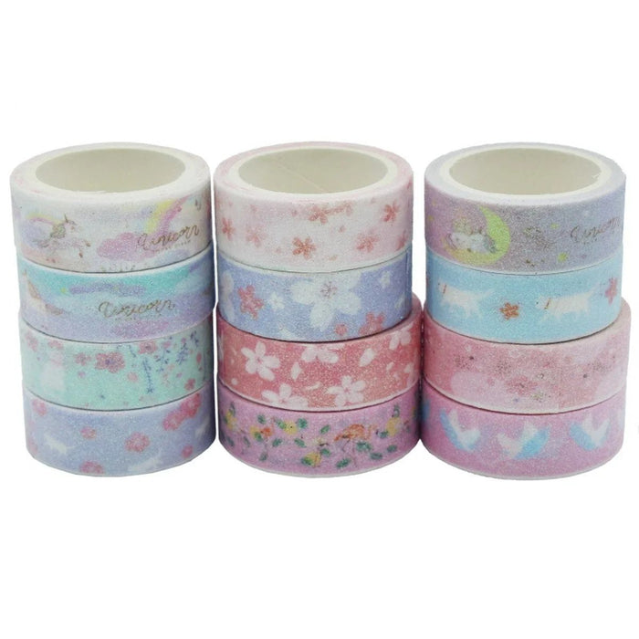 (Pack of 2) Glitter washi tapes I Masking tape I Journaling tapes I Scrapbook tapes