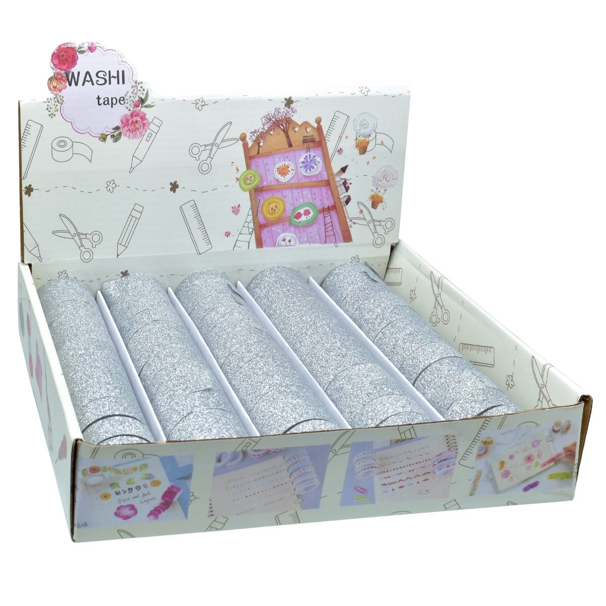 jags-mumbai Washi Tape (Pack of 60 tapes) Craft Tape Washi 1pcs Glitter Silver Color