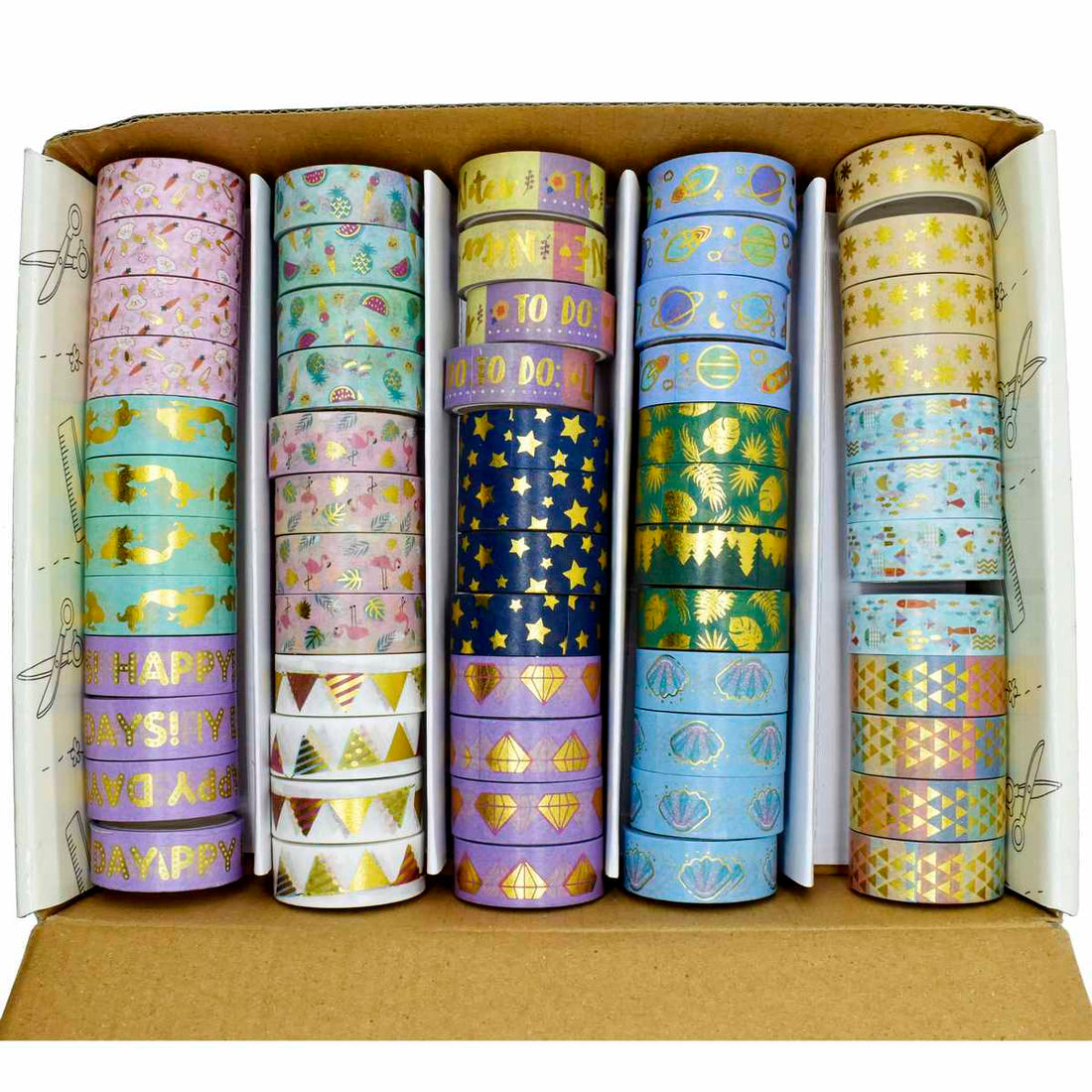 jags-mumbai Washi Tape Washi Tape Box (60 Rolls of 1.5cm x 3m)