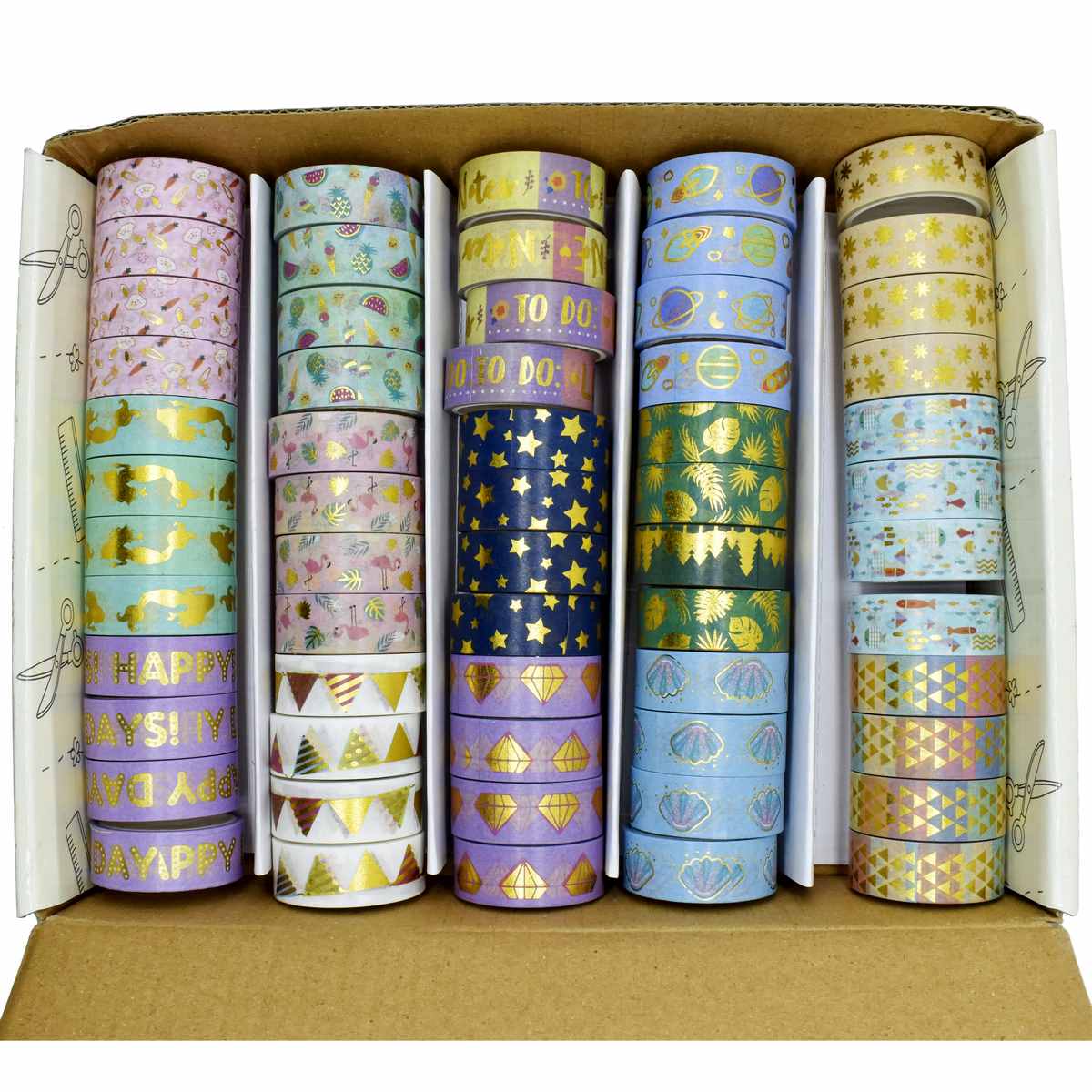 jags-mumbai Washi Tape Washi Tape Box (60 Rolls of 1.5cm x 3m)