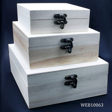 jags-mumbai Wooden Box Wooden Empty Box 3pcs 7.5x6x3.5cm WEB10063