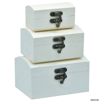 jags-mumbai Wooden Box Wooden Empty Box Set Of 3 Pcs Small Top Oval Shape