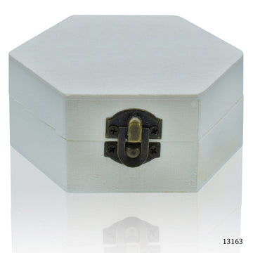 jags-mumbai Wooden & Plastic Box Wooden Empty Box Small Hexagon 13163