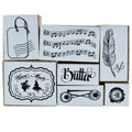 jags-mumbai Wooden Stamps Craft Stamp Set Music Fether 7 Pcs Set CSSC06