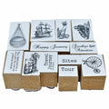 jags-mumbai Wooden Stamps Craft Stamp Set Travel Theme 12 Pcs Set CSSC01