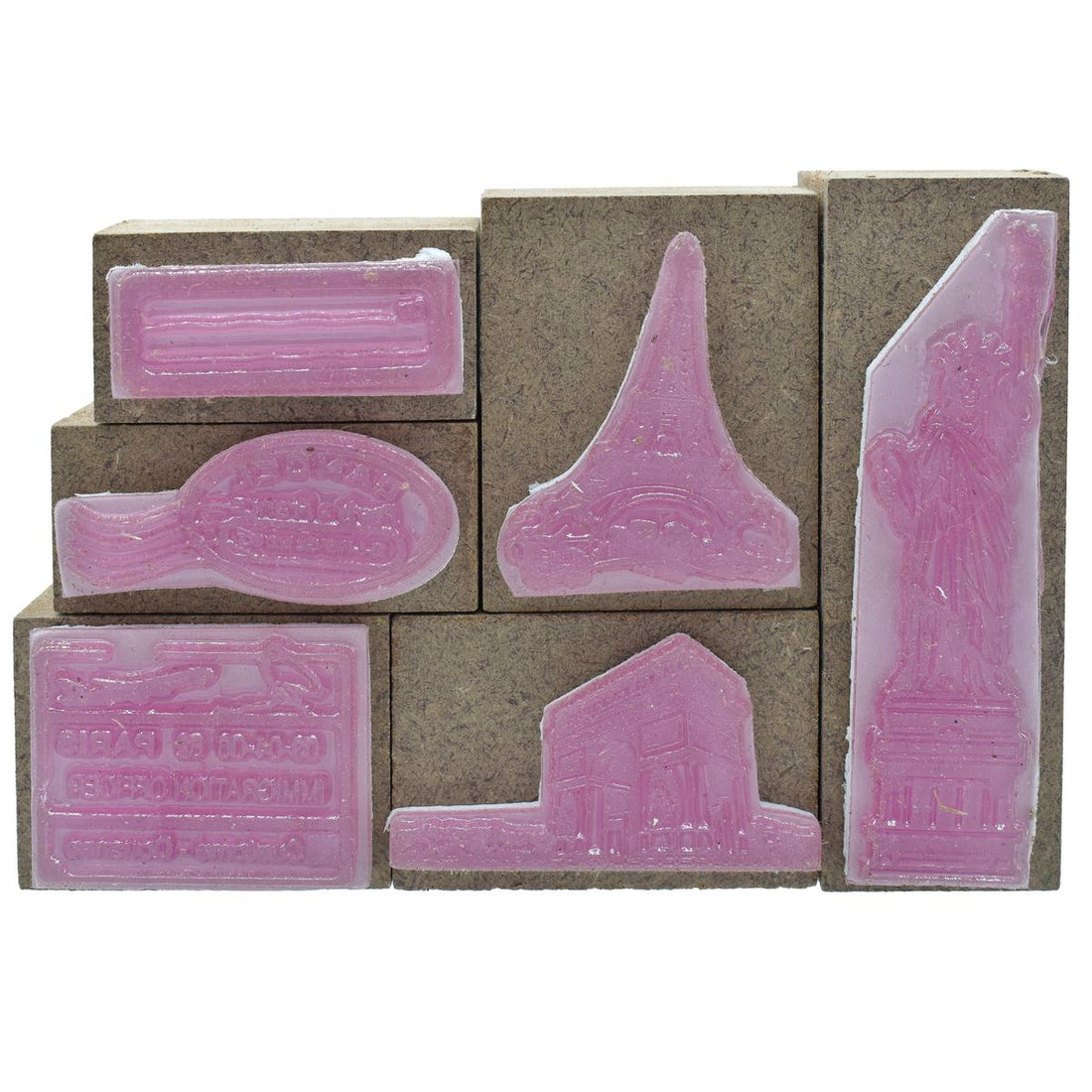 jags-mumbai Wooden Stamps Craft Stamp Set Wonder Of World 6 Pcs Set CSSC03